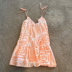 Maeve Peach and White Striped Tie-Strap Dress